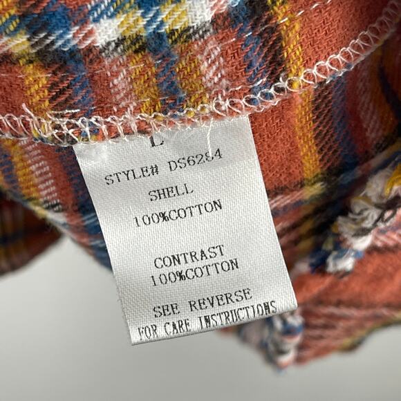 Oli & Hali Mixed Plaid Patchwork Flannel Tunic Henley Top Women's Large Boho - Picture 4 of 9